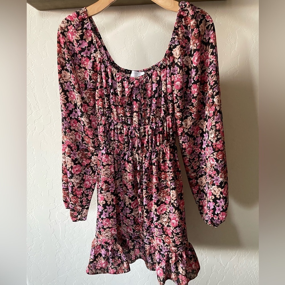 ASOS Design Floral Long Sleeve Cottagecore Mini Dress—Cute Ruffles, Size 4•••